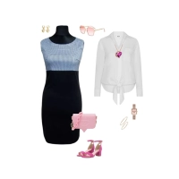 Sukienka mała czarna z błyszczącą srebrną kratką